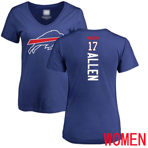 NFL Women Buffalo Bills #17 Josh Allen Royal Blue Backer T Shirt->women nfl jersey->Women Jersey